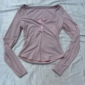 Dazy Baby Pink Long Sleeve Scooped Neckline Shirt US Women’s Large